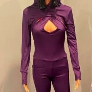 2 Piece crop top with hoodie workout jumpsuit with pockets.